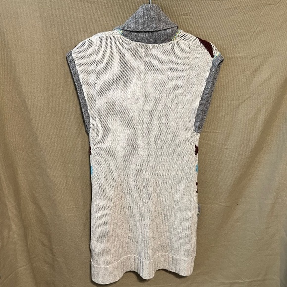 Free People xs Lambswool Aztec Tribal Knit Cardigan Sweater maxi vest - Picture 10 of 11